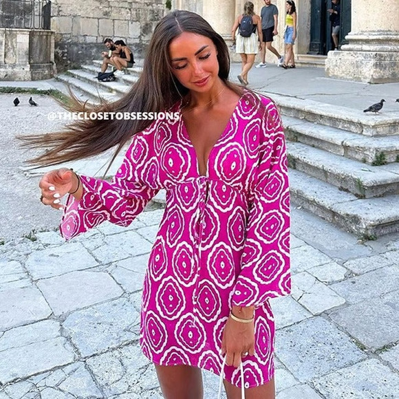 ZARA V-Neck Short Dress NWT - Picture 6 of 16